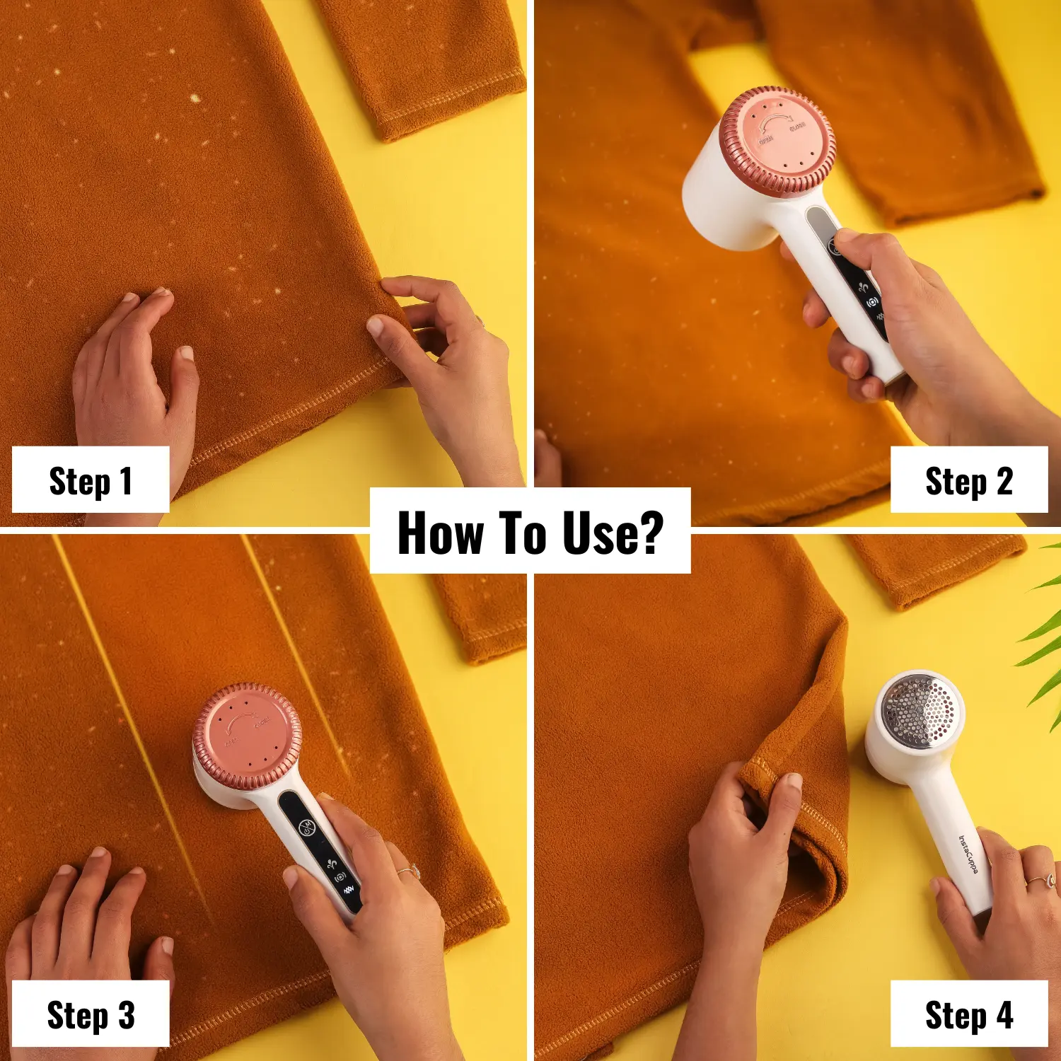 InstaCuppa Rechargeable Lint Remover with Adjustable Speed Settings, Portable Fabric Shaver for Busy Moms - Image 10