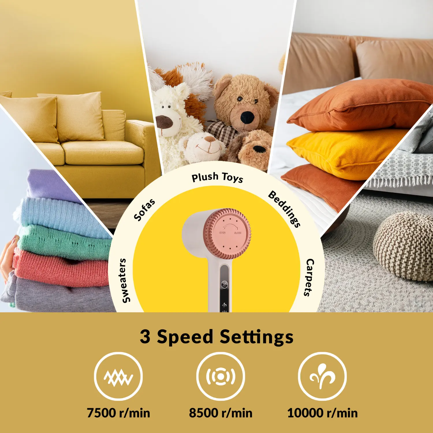 InstaCuppa Rechargeable Lint Remover with Adjustable Speed Settings, Portable Fabric Shaver for Busy Moms - Image 4