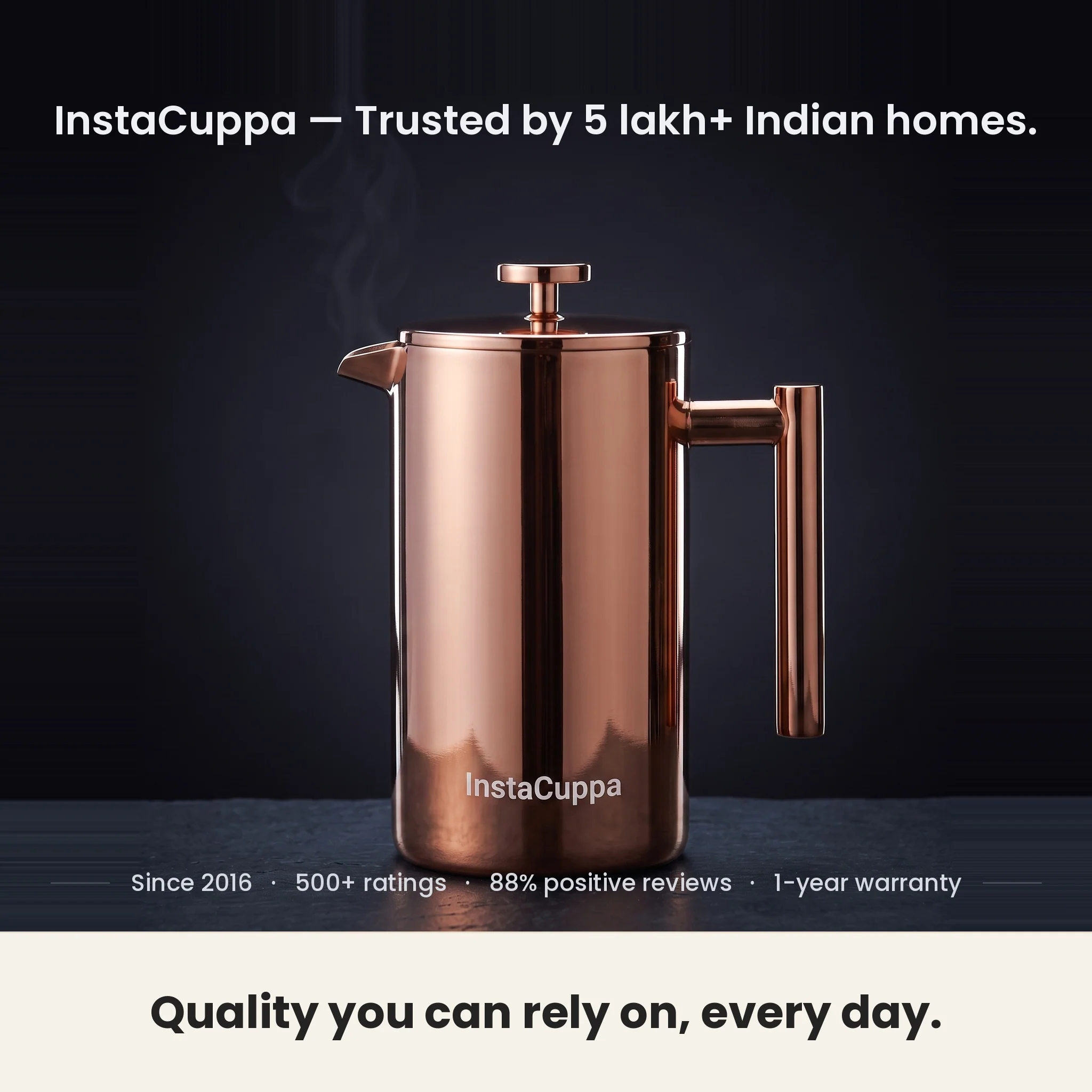 InstaCuppa Stainless Steel French Press Coffee Maker 1000 ml — Double Wall 304 Steel, 4-Part Filtration, Spare Filters, Scoop & Cleaning Brush Included - Image 27