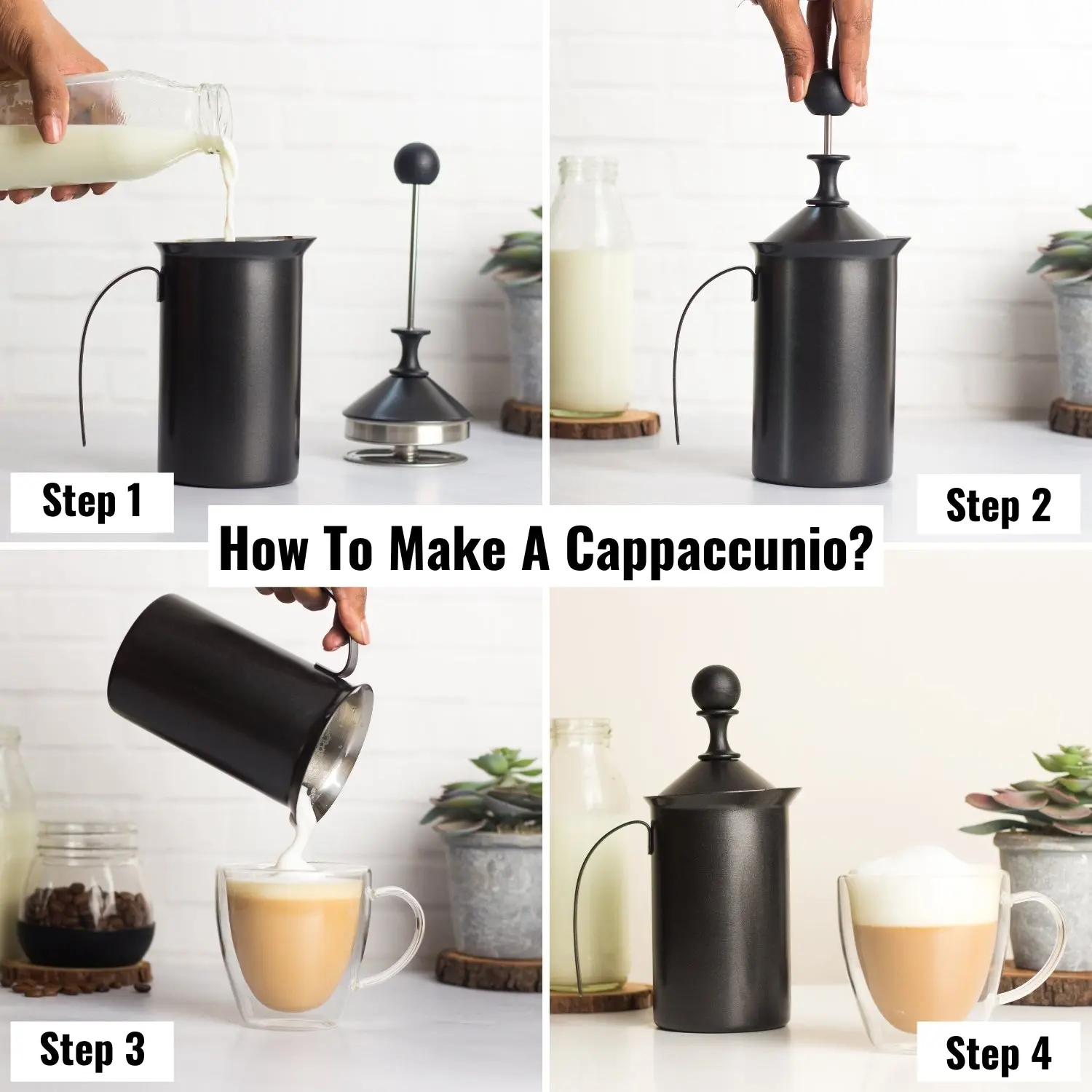 InstaCuppa Stainless Steel Manual Milk Frother, Foam Maker with Double Layer Mesh Plunger, Easy To Grip Handle - Image 6