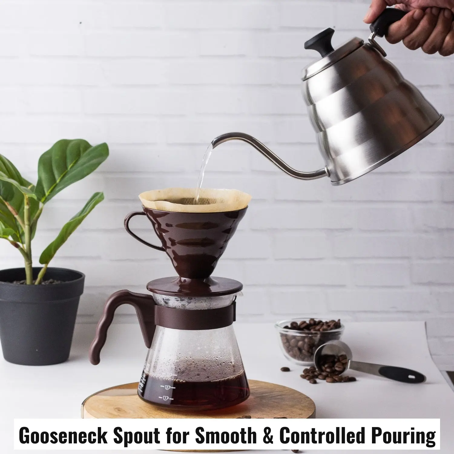 InstaCuppa Stainless Steel Pour Over Coffee & Tea Kettle with Built-in Thermometer, Gooseneck Spout, Easy to Grip Handle - Image 6