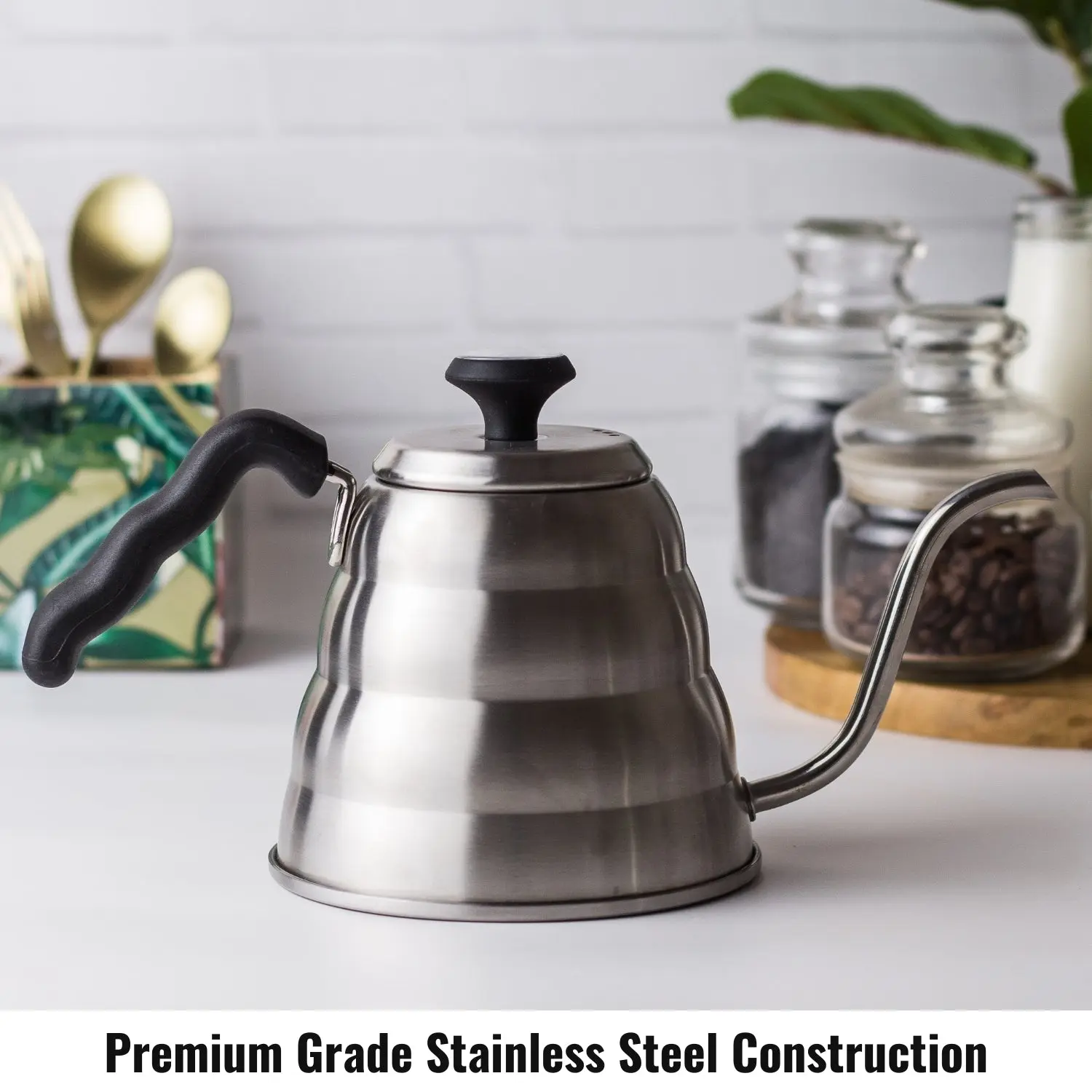 InstaCuppa Stainless Steel Pour Over Coffee & Tea Kettle with Built-in Thermometer, Gooseneck Spout, Easy to Grip Handle - Image 7