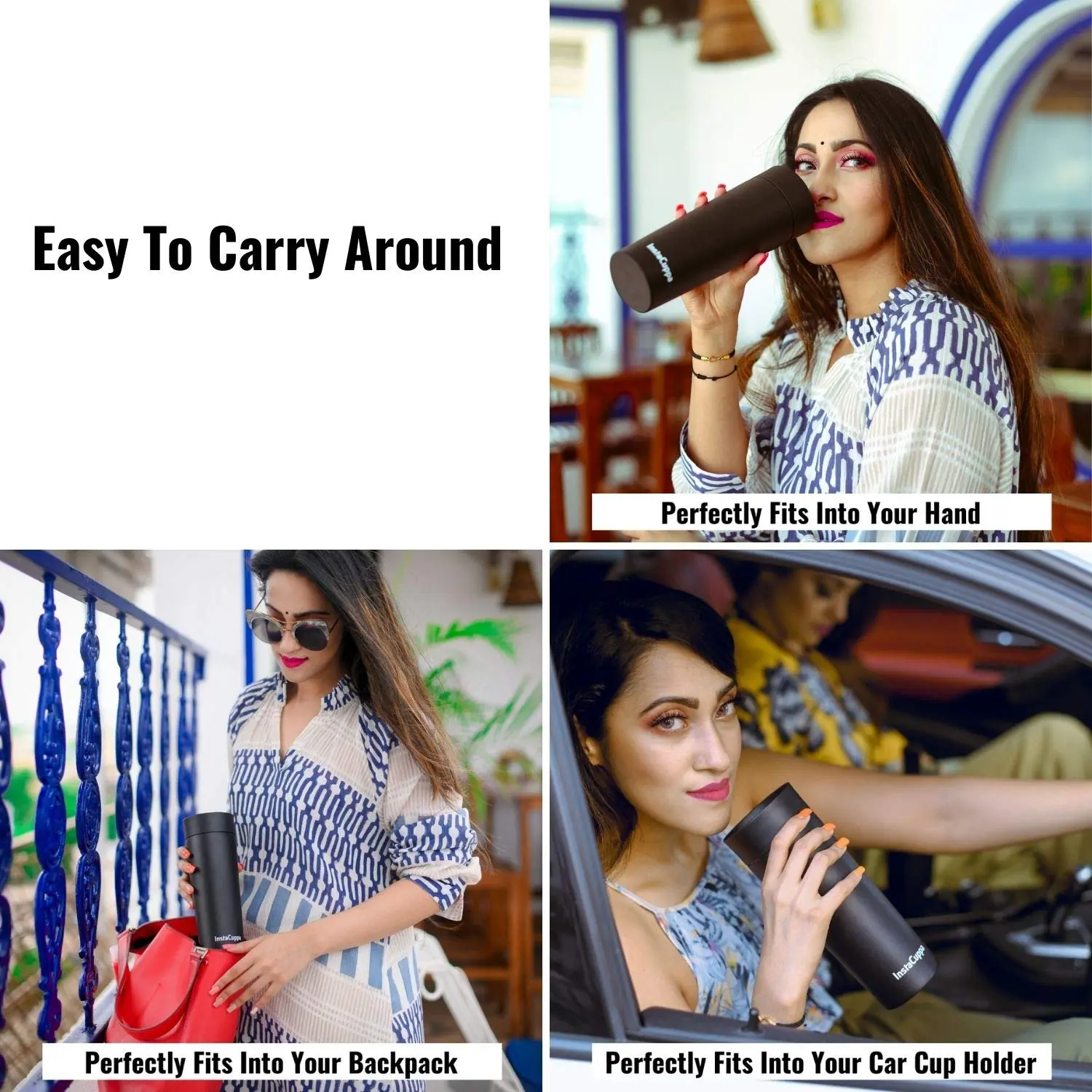 InstaCuppa Thermos Travel Mug for Coffee, Tea - Double Walled Steel Flask, Vacuum Insulated, Leak Proof, Premium Matte Finish - Image 4